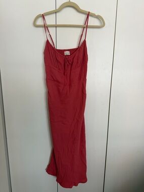 Wilfred Red Midi Slip Dress with Spaghetti Straps